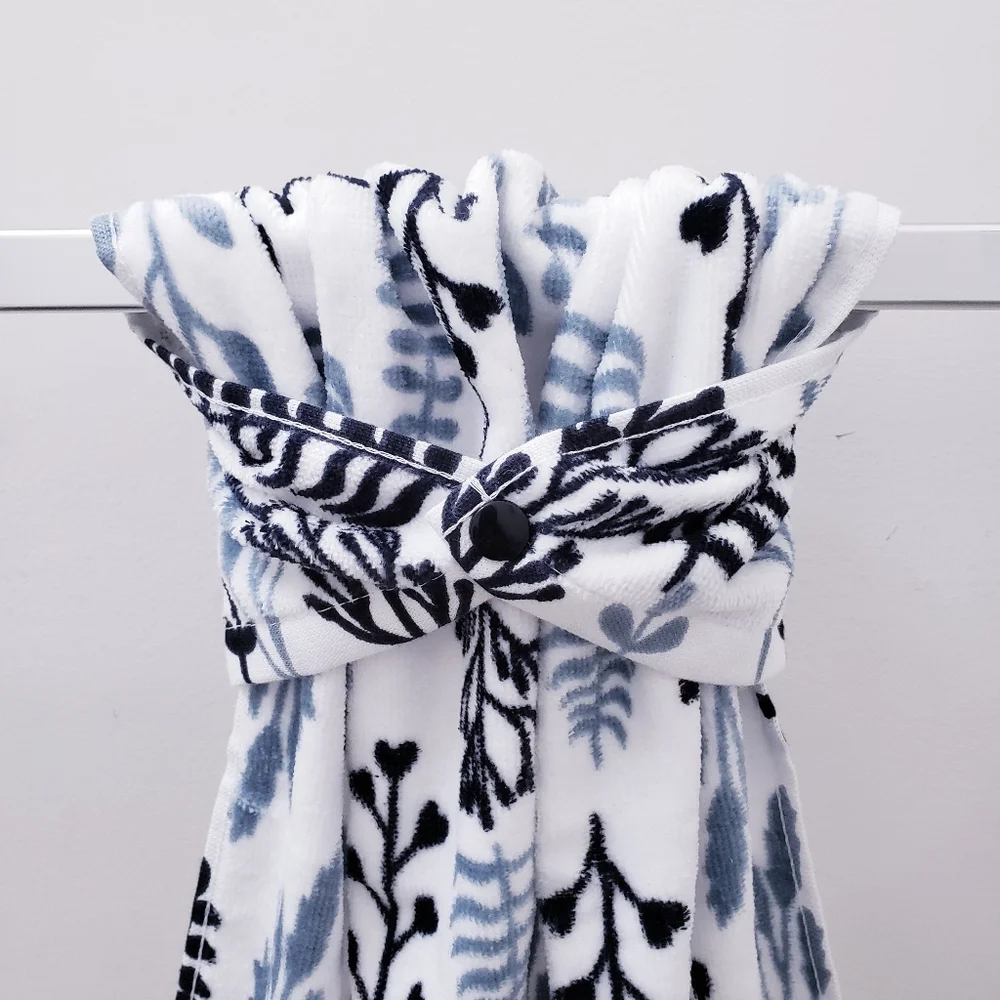 💙New! #9108 ■Greenery print Hang'N'Snap HAND Towel🤍Select Snap